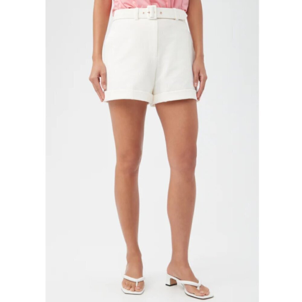 Trina Turk 'Eisley' Stretch-Pique Belted Shorts, Whitewash